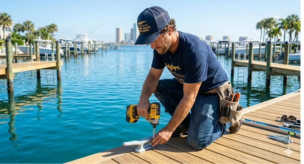 Tampa Dock Builders professional on the job